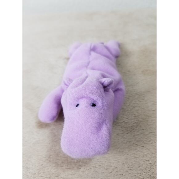 TY Beanie Babies Happy Hippo 1993 Lavender Stuffed Animal Plush Toy 6 1/4" Vtg - Picture 3 of 10